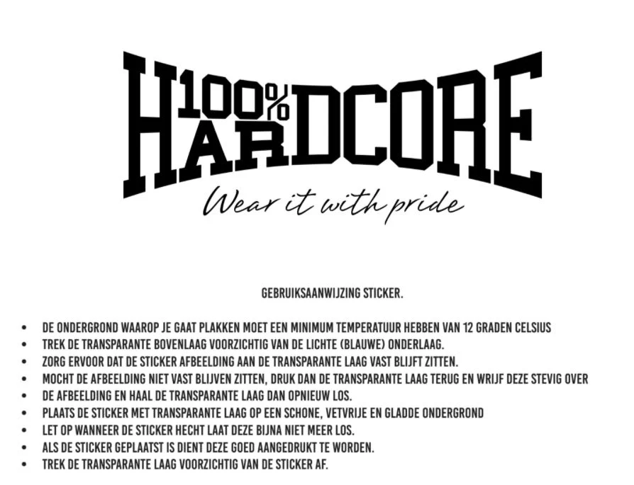 100% Hardcore Carsticker Gabber White 15cm - Image 3