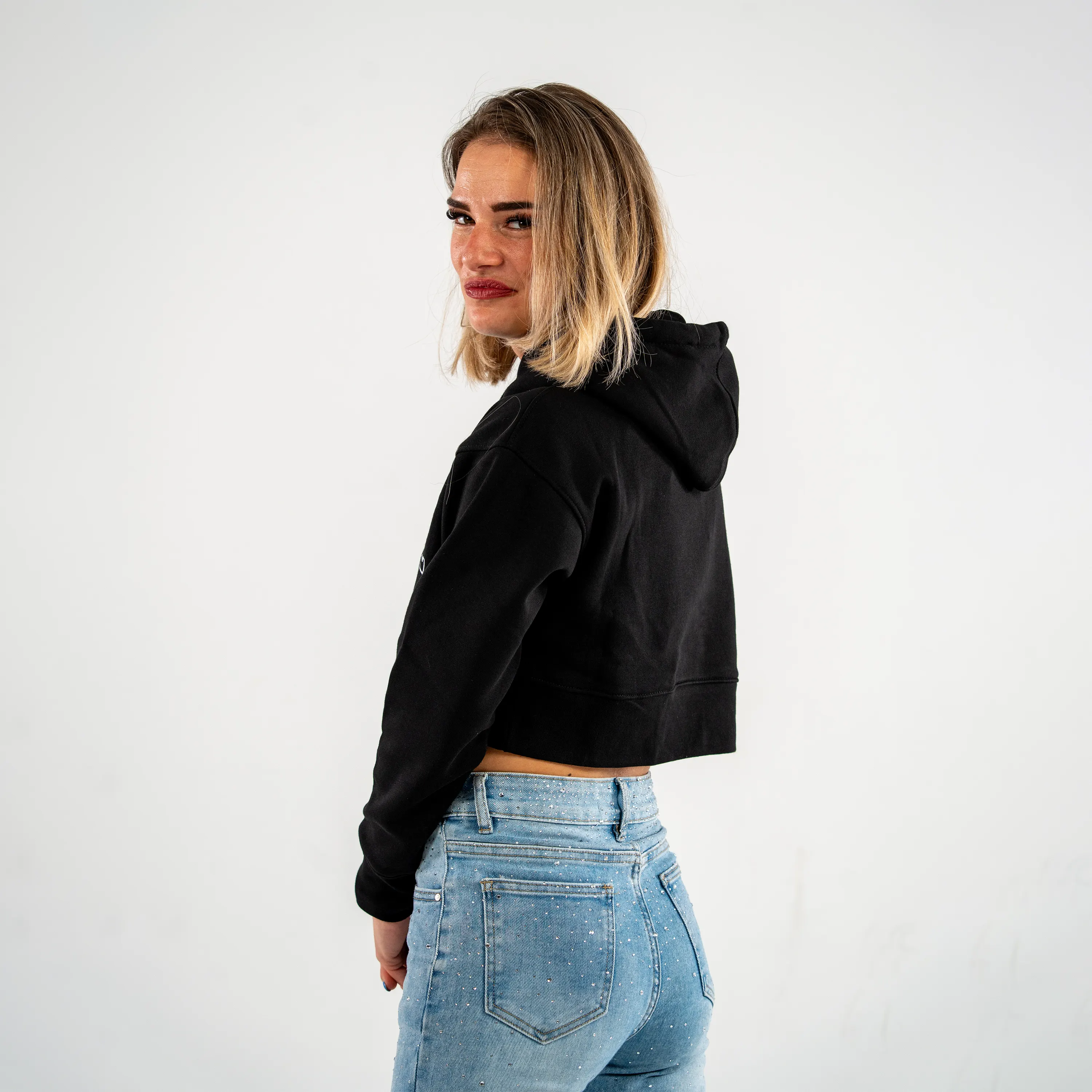 100% Hardcore Cropped Hoodie Faded - Image 4