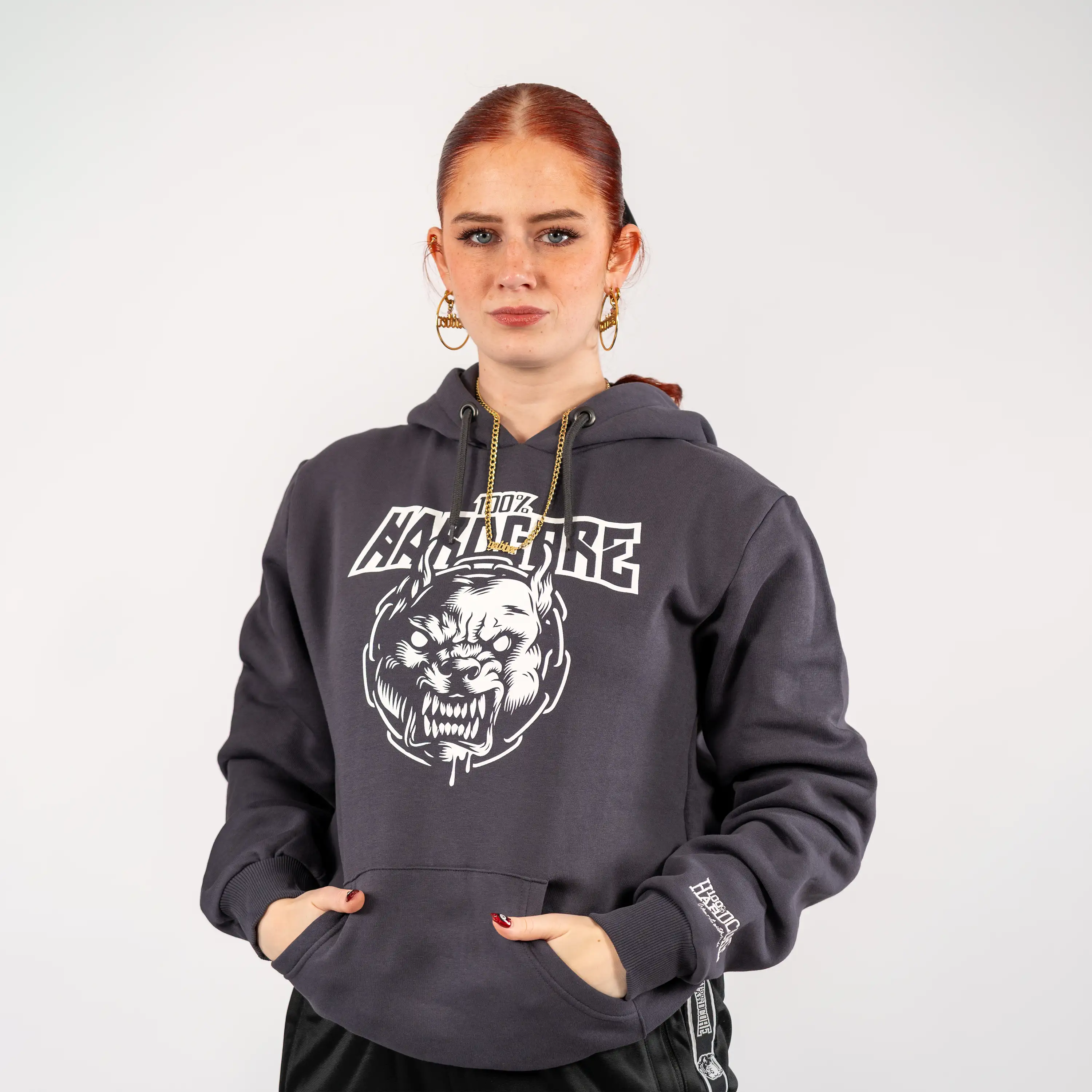 100% Hardcore Hoodie Rage Grey - Image 3