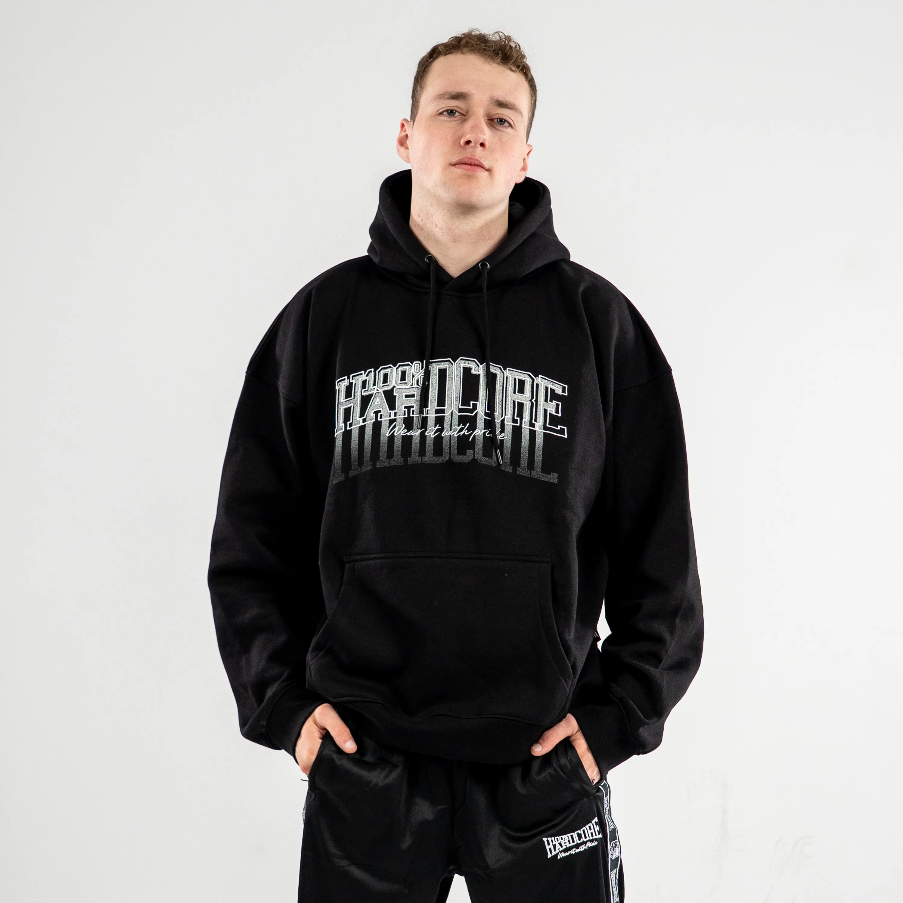 100% Hardcore Hoodie Faded Black - Image 4