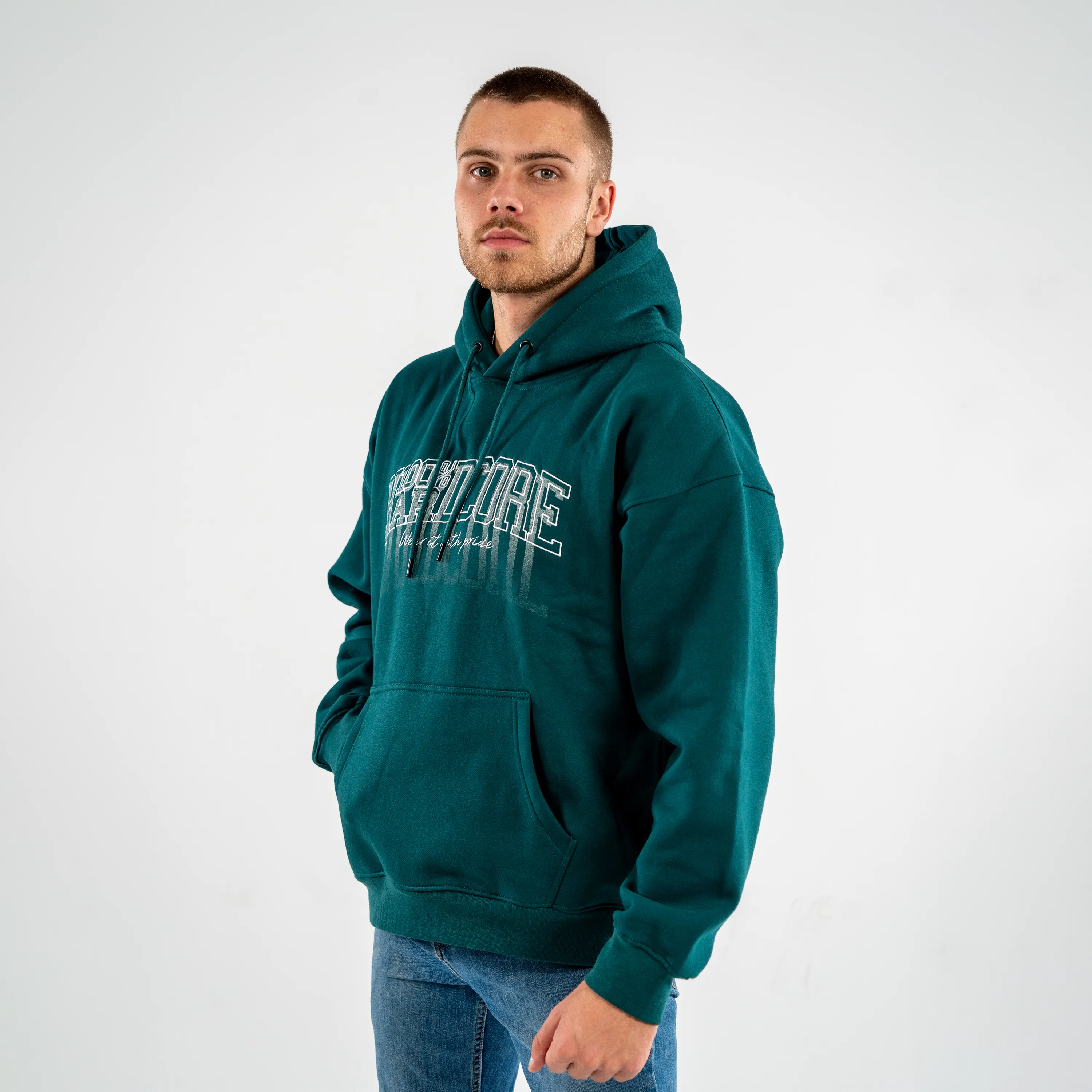 100% Hardcore Hoodie Faded Teal - Image 3