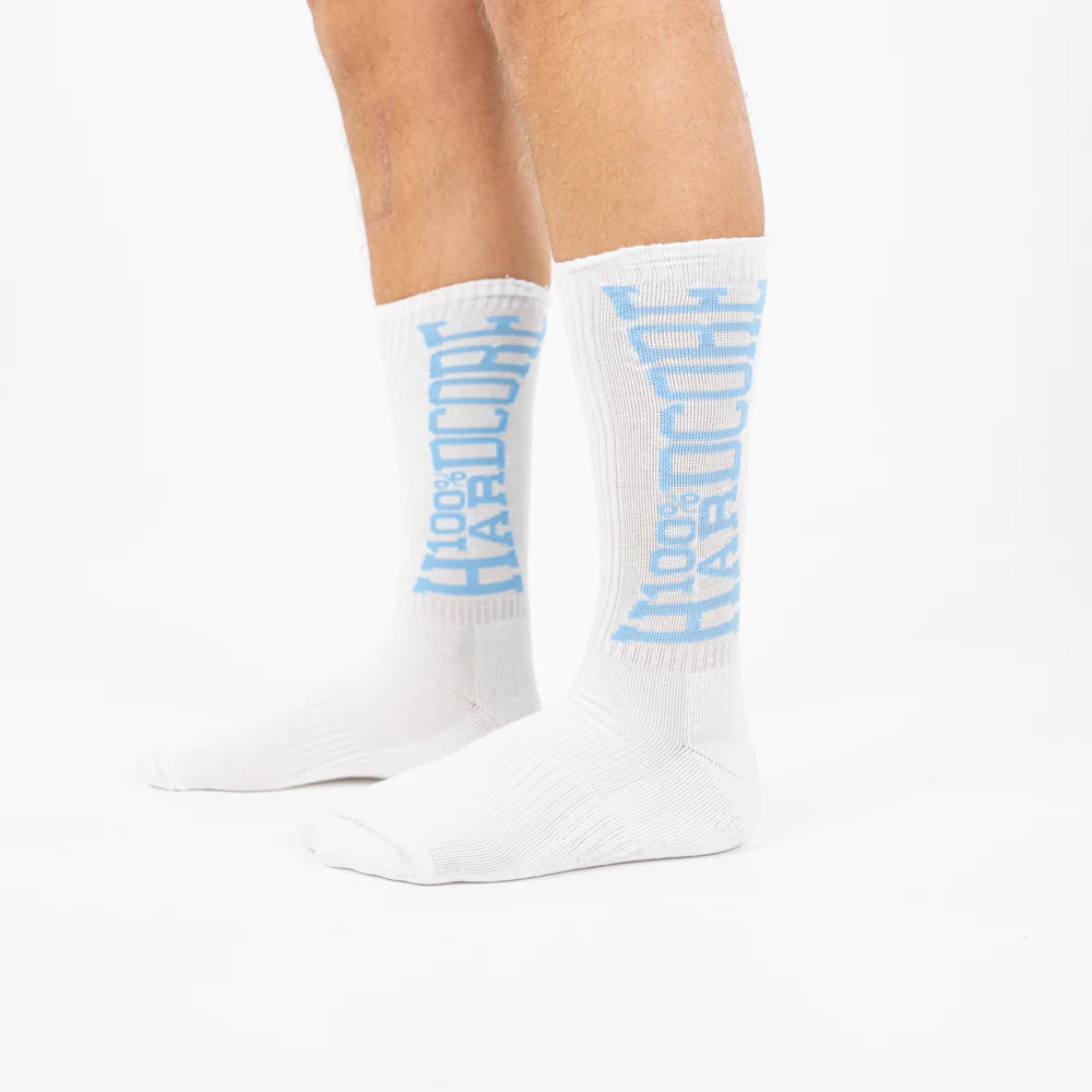 100% Hardcore Sport Socks Essential White/Blue - Image 2