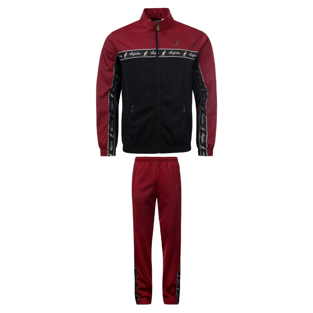 Australian Acetate Trainingsuit With Taping Bordeaux Red - Image 3