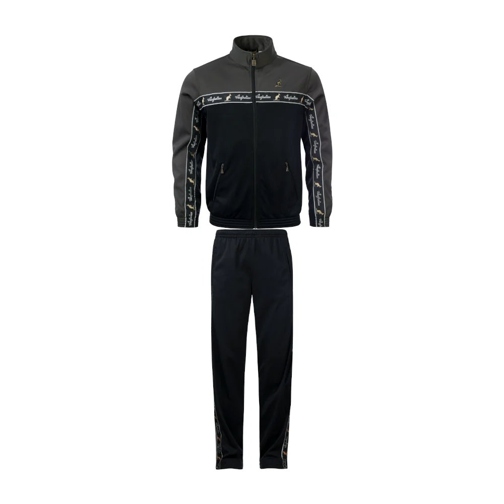 Australian Acetate Trainingsuit With Taping Green Dill/Black - Image 2