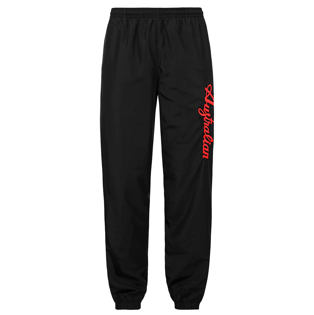 Australian Black Training Pants Fire Red Logo