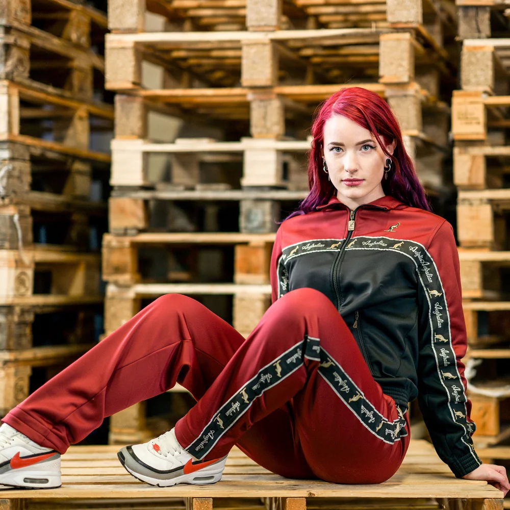 Australian Duo Training Jacket With Taping Black | Bordeaux Red - Image 2