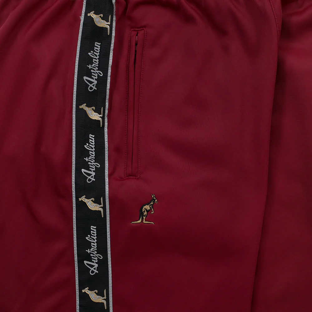 Australian Training Shorts with Taping Burgundy Red - Image 4