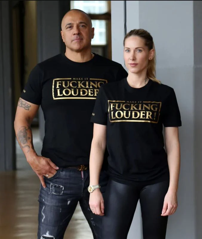 DJ Paul Elstak T-shirt Make It Fucking Louder Metallic Gold - Image 3