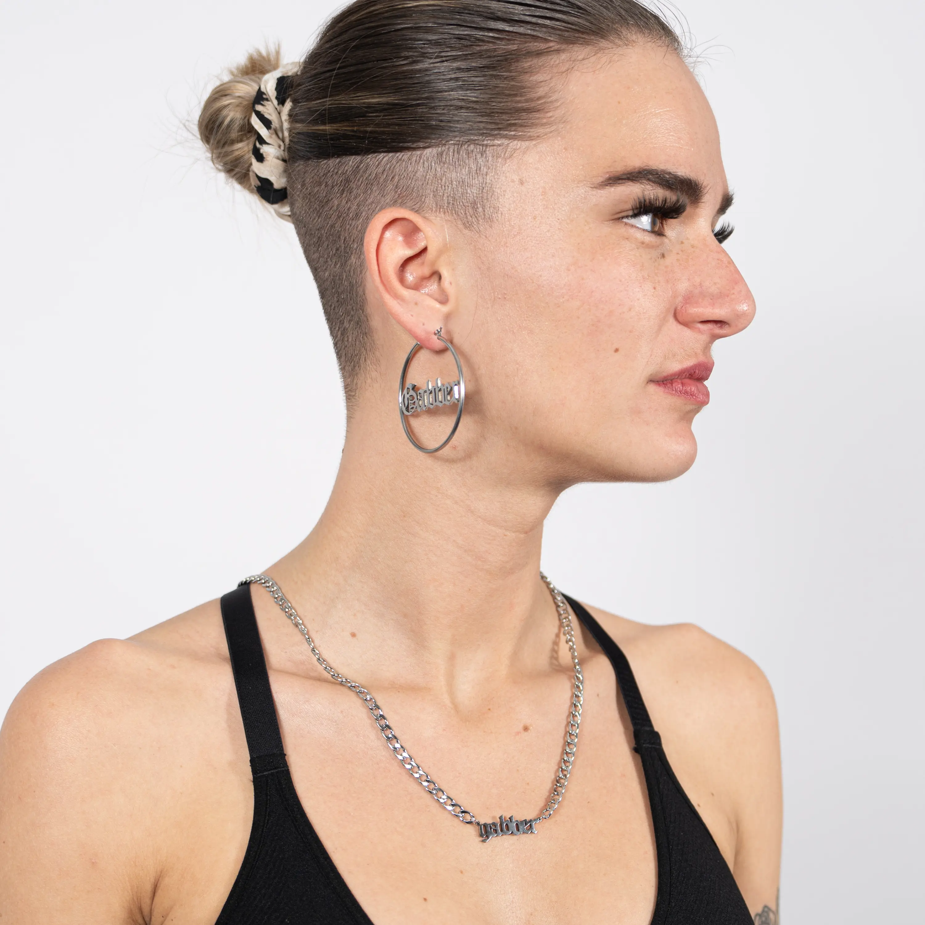 Gabber Earrings Silver - 5 CM - Image 3