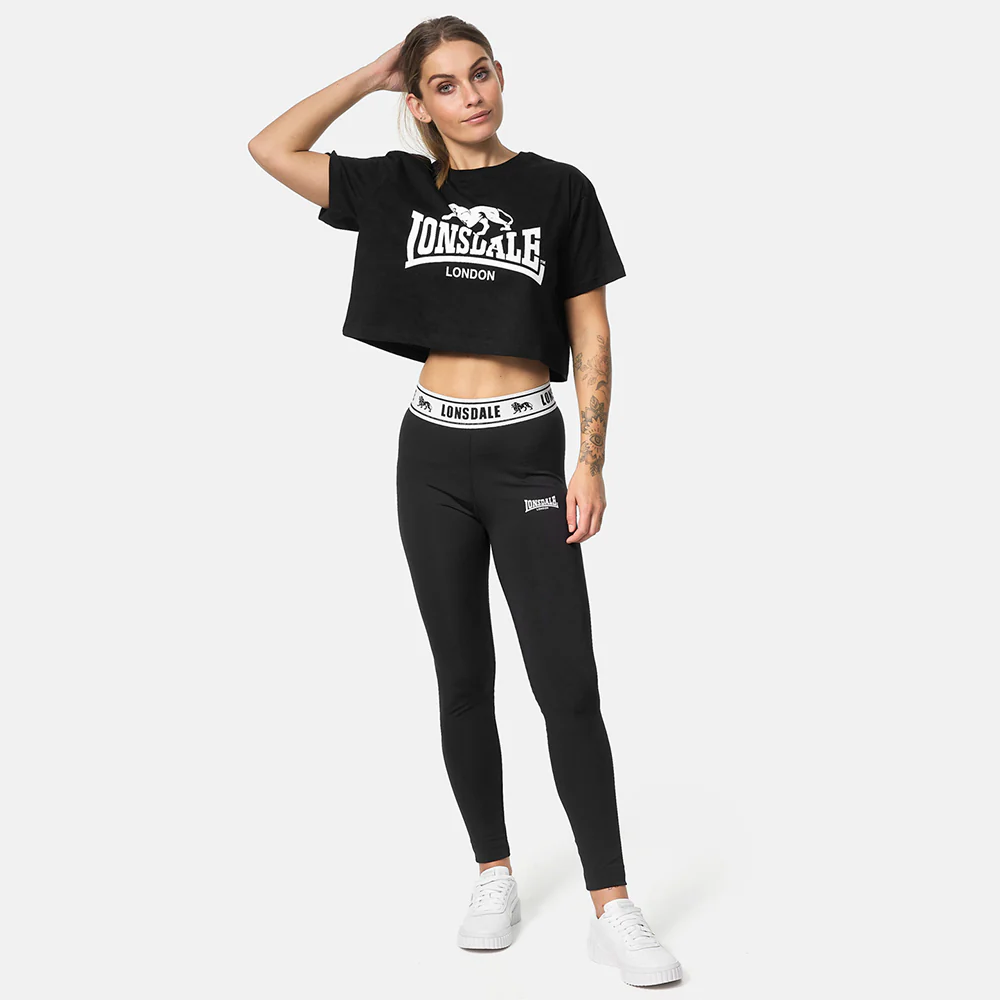 Lonsdale Cropped T-Shirt Black GUTCH COMMON - Image 4