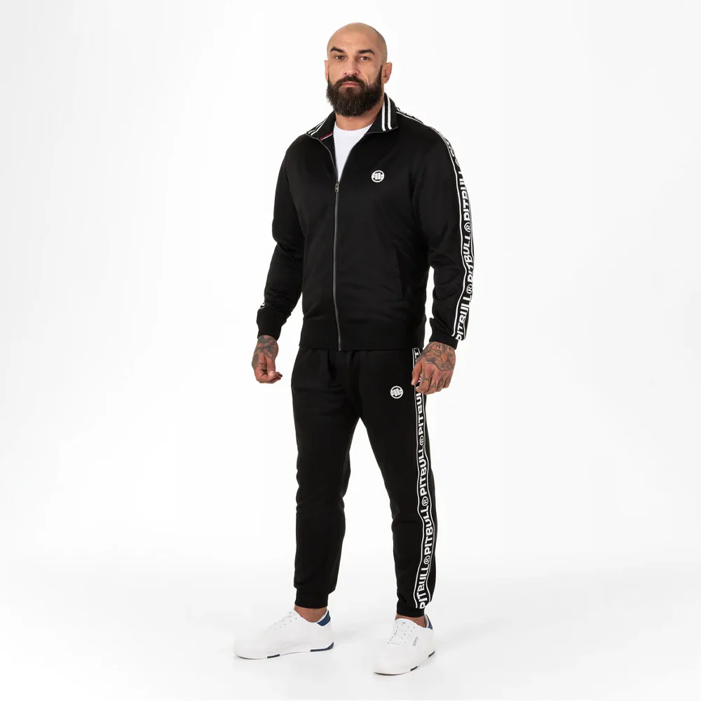 Pit Bull West Coast Oldschool Training Jacket Tape Logo Terry Black - Image 3